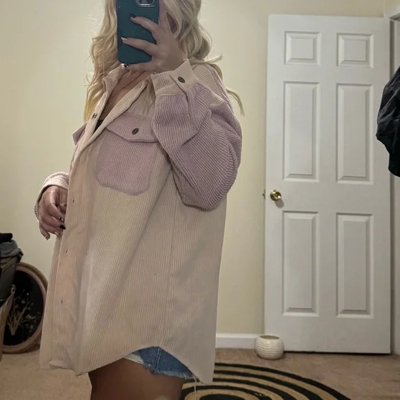 She + Sky Two-Tone Lilac&Soft Pink Shacket - Picture 2 of 6